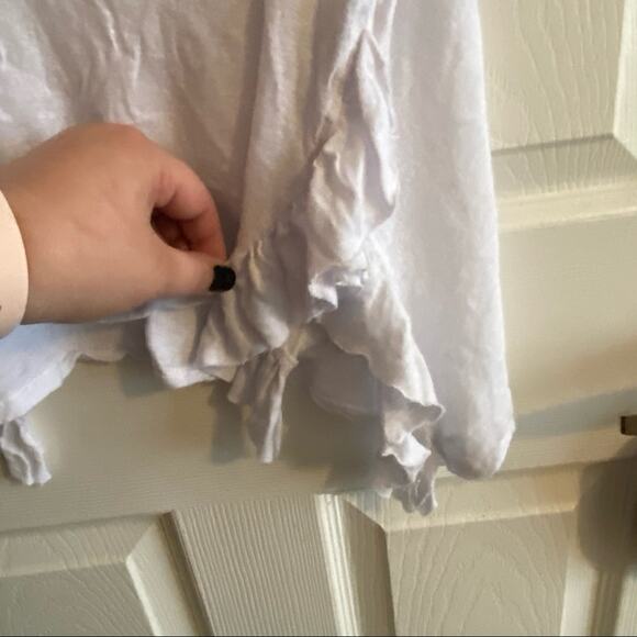 Mustard Seed Linen Blend Ruffle Crop Top Size Large - Picture 5 of 6